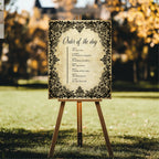 Black Lace Romantic Literature Wedding Open Seating Sign