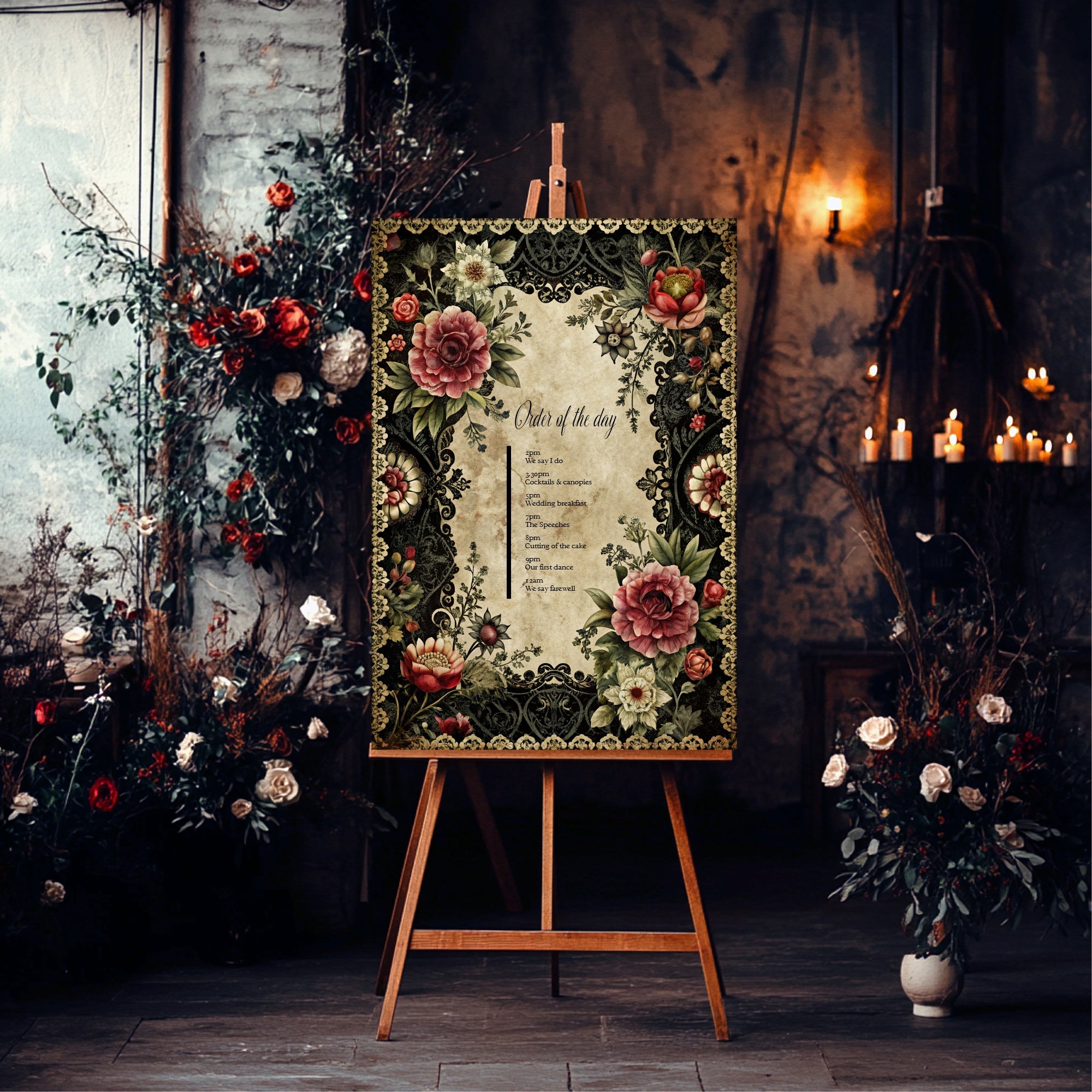 Gothic Floral Complete Wedding Signage Bundle