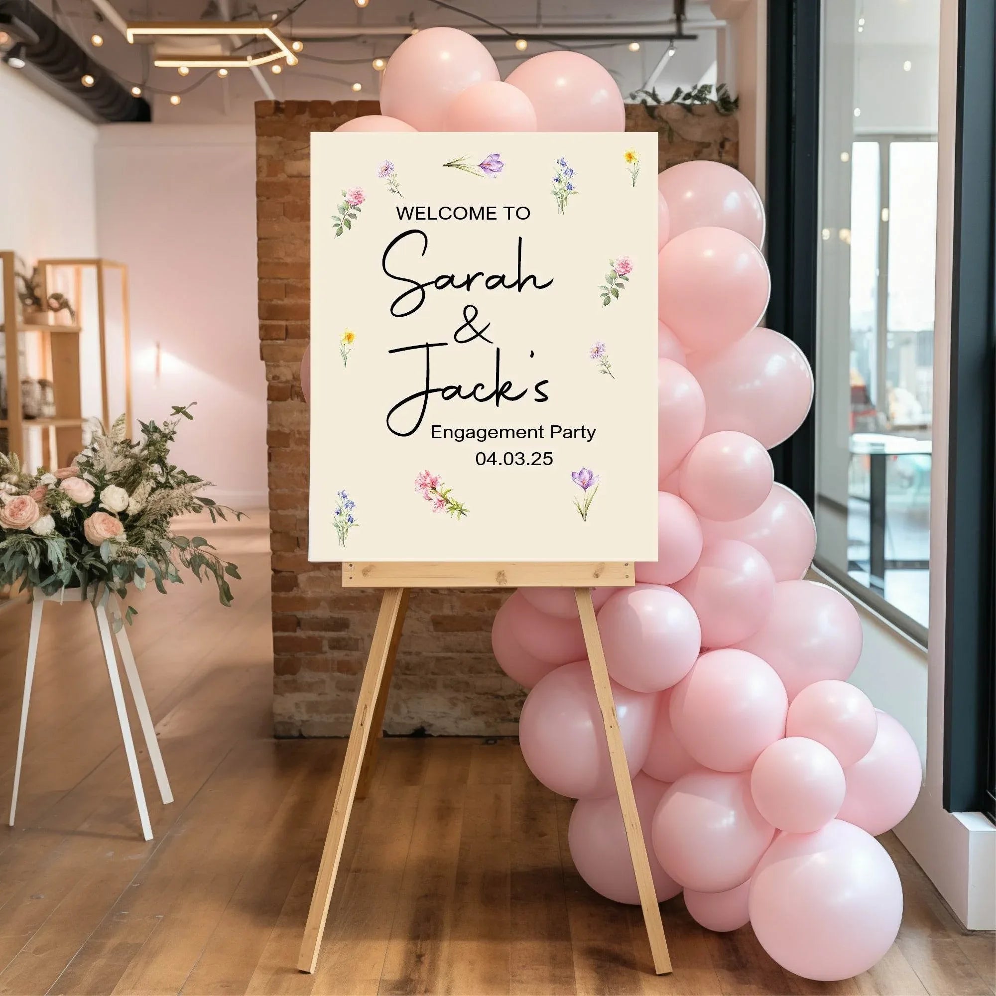 Spring Flowers Engagement Welcome Party Sign - Larosier Prints