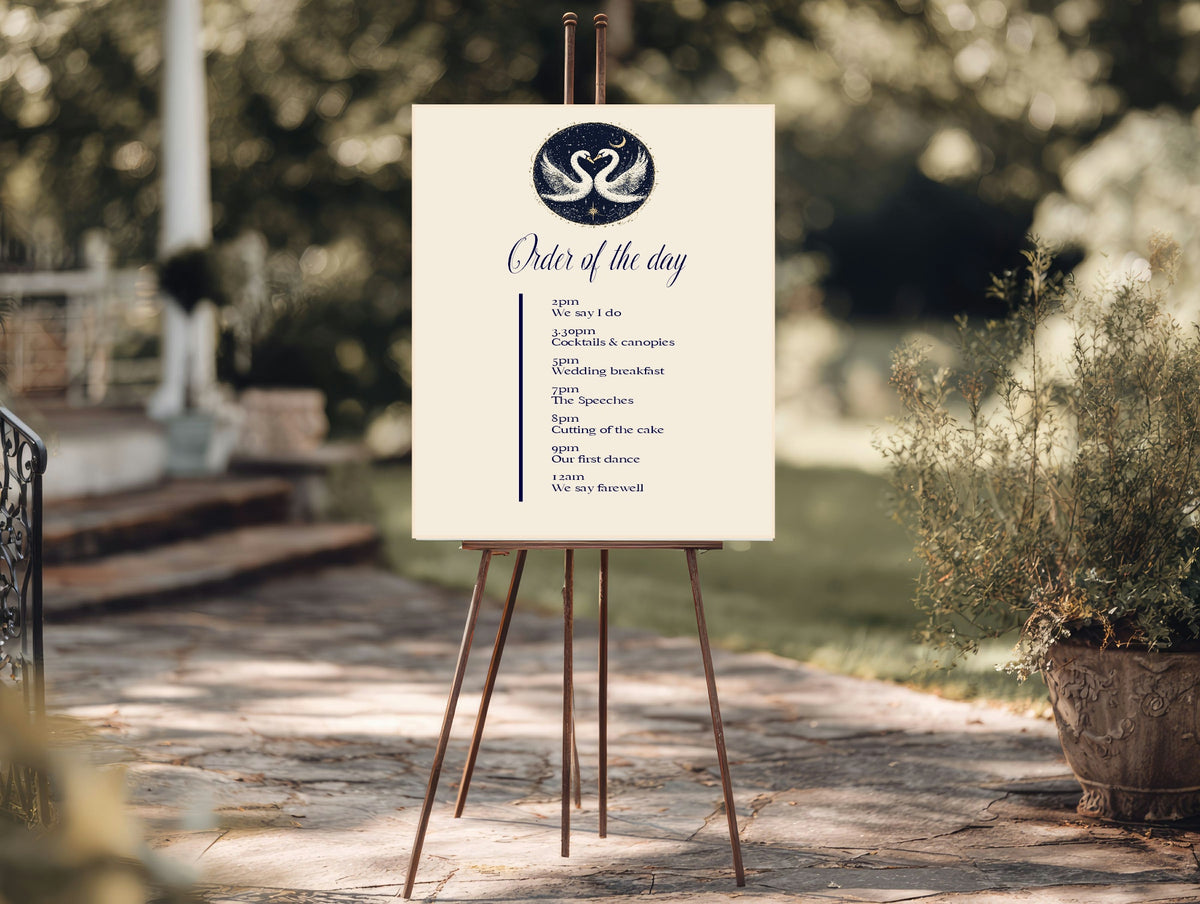 Celestial Swan wedding order of the day