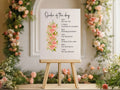 Pink Rose Order Of The Day Wedding Party Sign - Larosier Prints