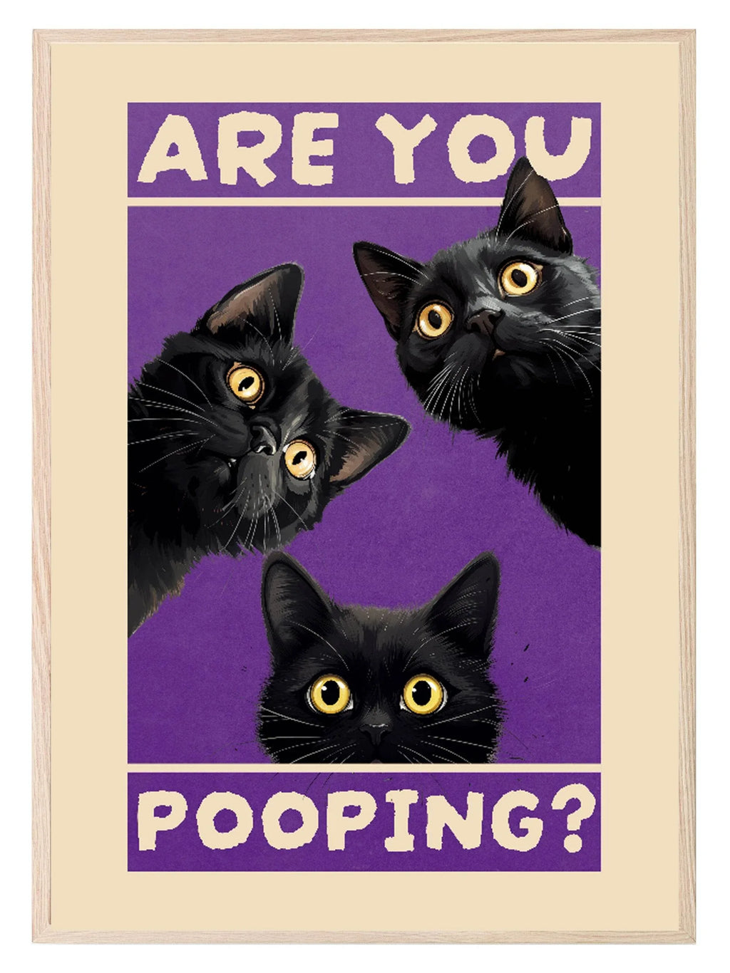 Are You Pooping Cats Print | Bathroom Wall Art | Purple - Larosier Prints