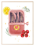 Sardines With A Slice A Lemon A Tomatoes Wall Art Print - Larosier Prints