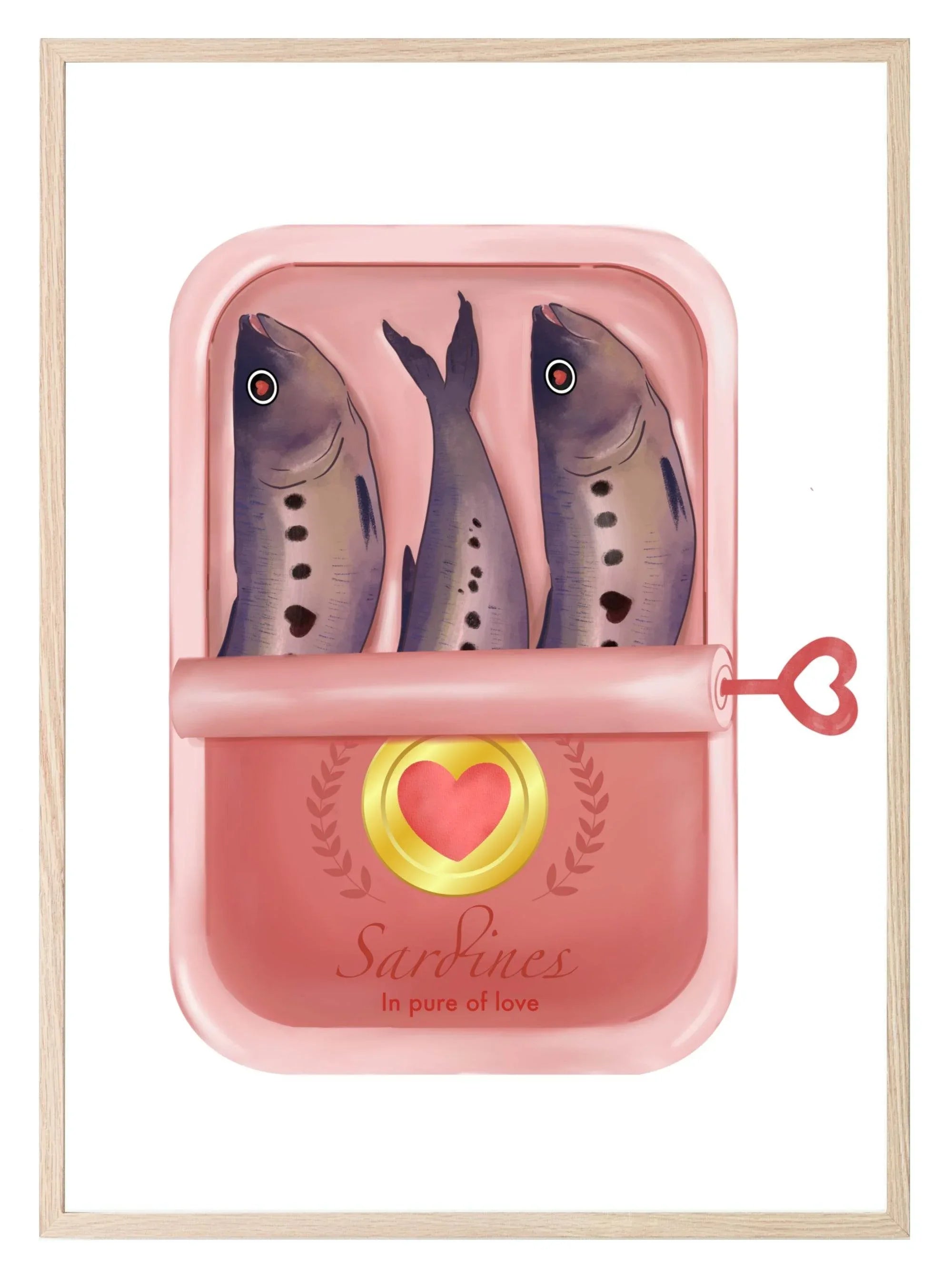 Sardines Wall Art Print | Pink - Larosier Prints