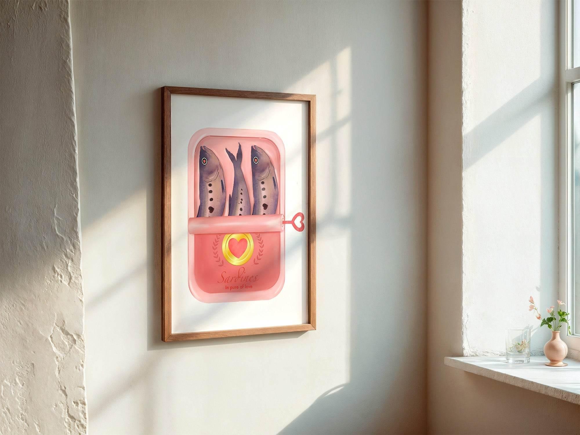 Sardines Wall Art Print | Pink - Larosier Prints