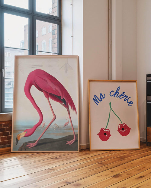 American Flamingo Print – Inspired by Audubon | Vintage Bird Wall Art - Larosier Prints