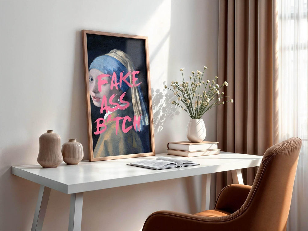 Girl with a Pearl Earring Print – Altered Art Inspired by Johannes Vermeer | Pop Culture Wall Art - Larosier Prints