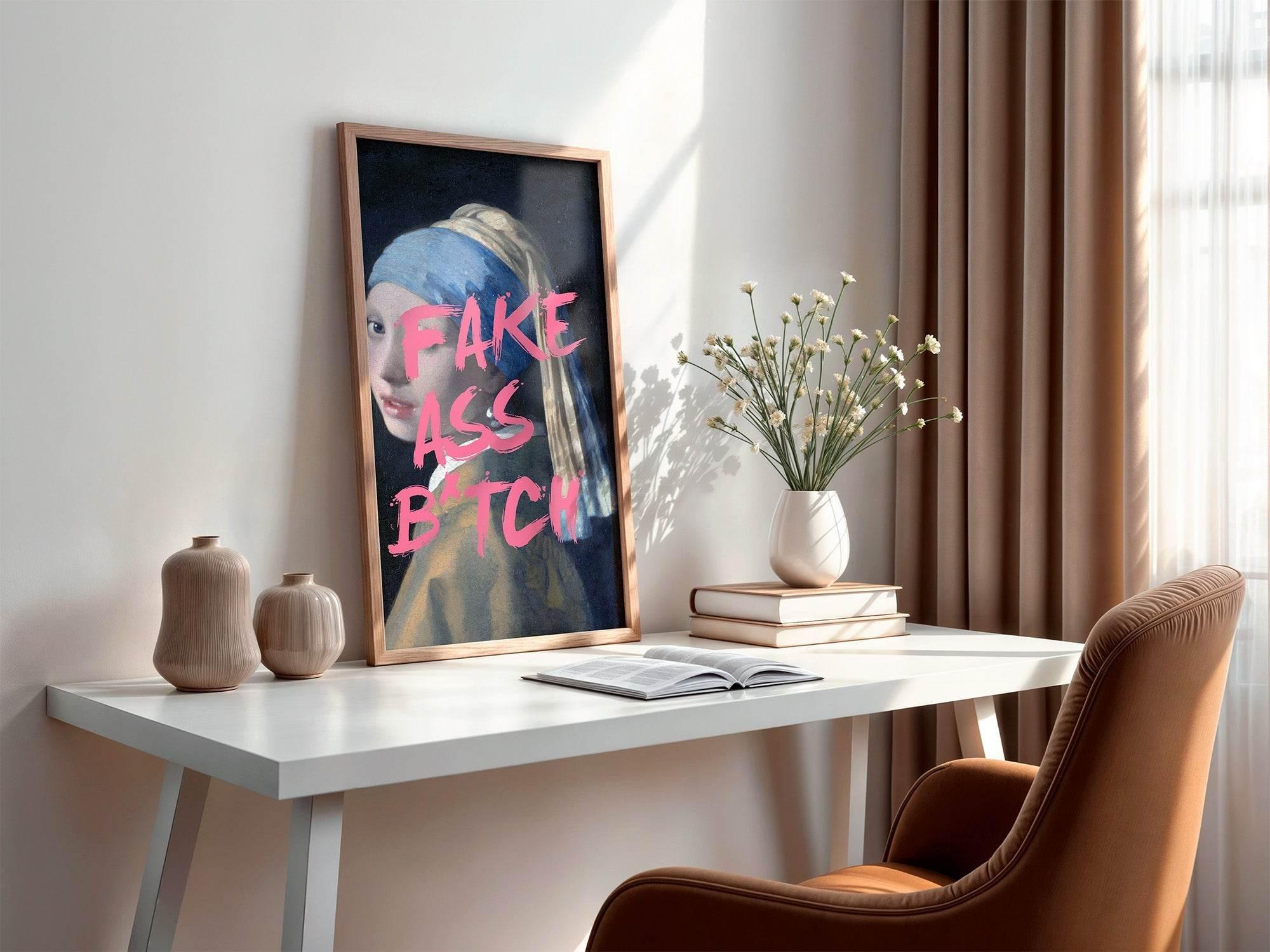 Girl with a Pearl Earring Print – Altered Art Inspired by Johannes Vermeer | Pop Culture Wall Art - Larosier Prints
