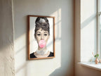 Audrey Hepburn Blowing Bubbles Print | Funny Wall Art - Larosier Prints