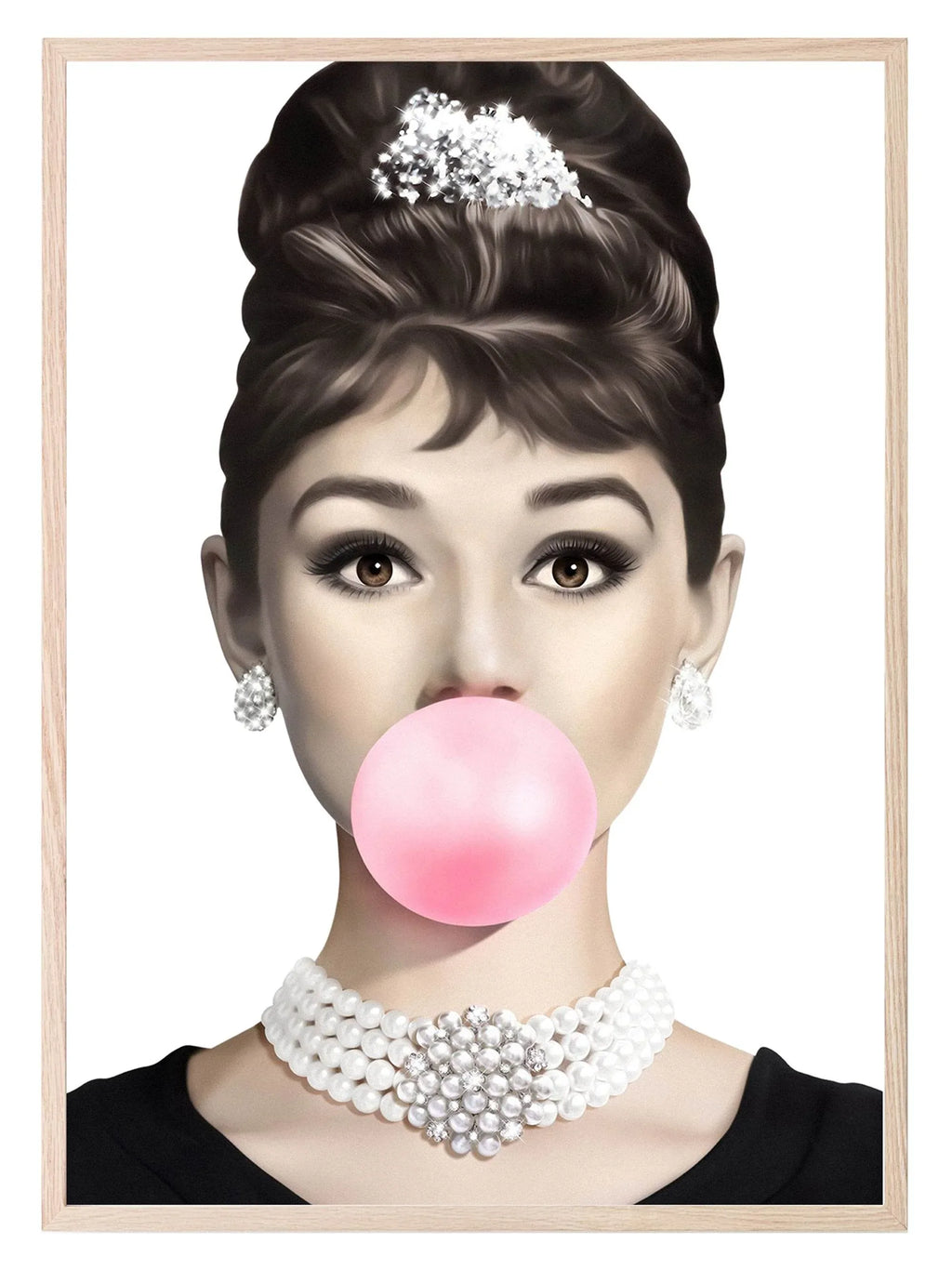 Audrey Hepburn Blowing Bubbles Print | Funny Wall Art - Larosier Prints