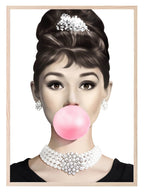 Audrey Hepburn Blowing Bubbles Print | Funny Wall Art - Larosier Prints