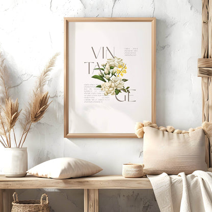 Vintage Flower Print | Floral Wall Art