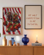 Jar Of Strawberries Print | Stripe Kitchen Wall Art - Larosier Prints