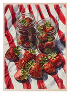 Jar Of Strawberries Print | Stripe Kitchen Wall Art - Larosier Prints