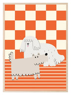 Orange Checks & Stripes Dog Print | Kids Wall Art - Larosier Prints