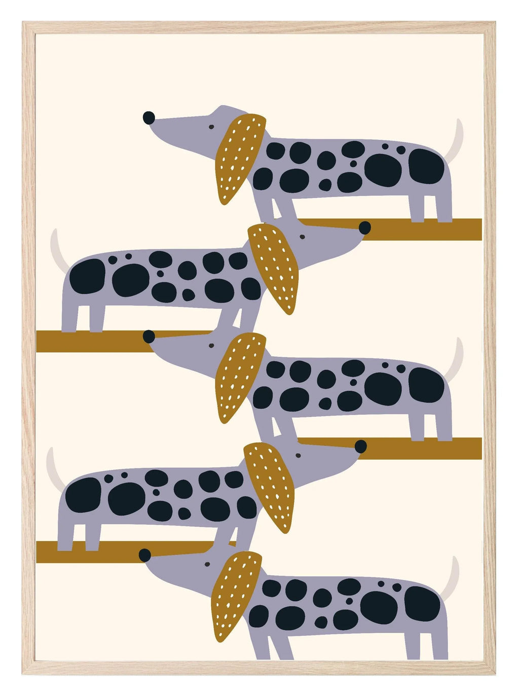 Spotty Sausage Dog Print | Kids Wall Art - Larosier Prints