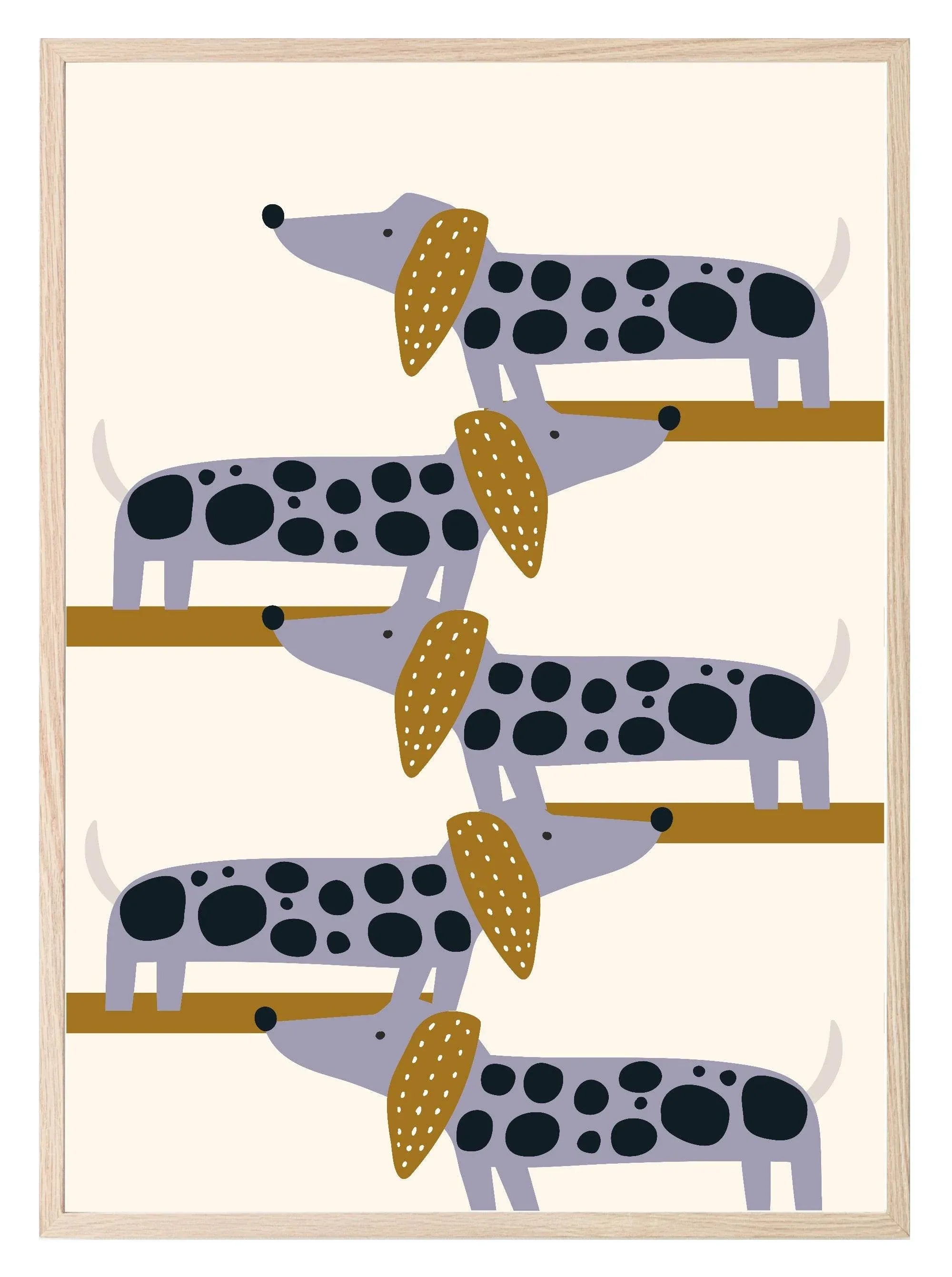 Spotty Sausage Dog Print | Kids Wall Art - Larosier Prints