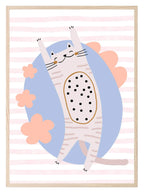 Striped Cat Print | Kids Wall Art - Larosier Prints