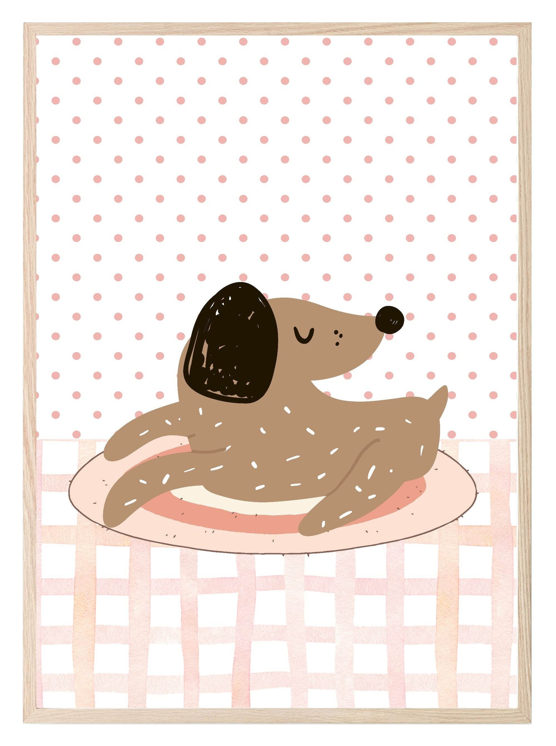 Spotty Dog Pink Print | Kids Wall Art