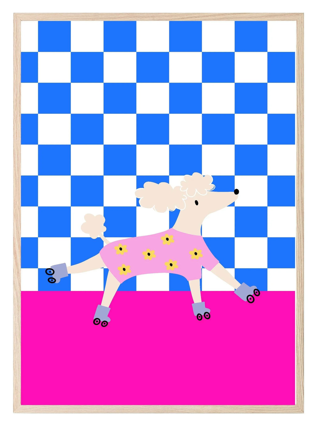 Poodle On Roller Skates Print | Kids Wall Art - Larosier Prints