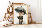 Mouse in the Rain Print | Kids Wall Art - Larosier Prints