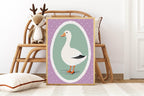 Dotty Purple & Green Goose Print | Kids Wall Art - Larosier Prints