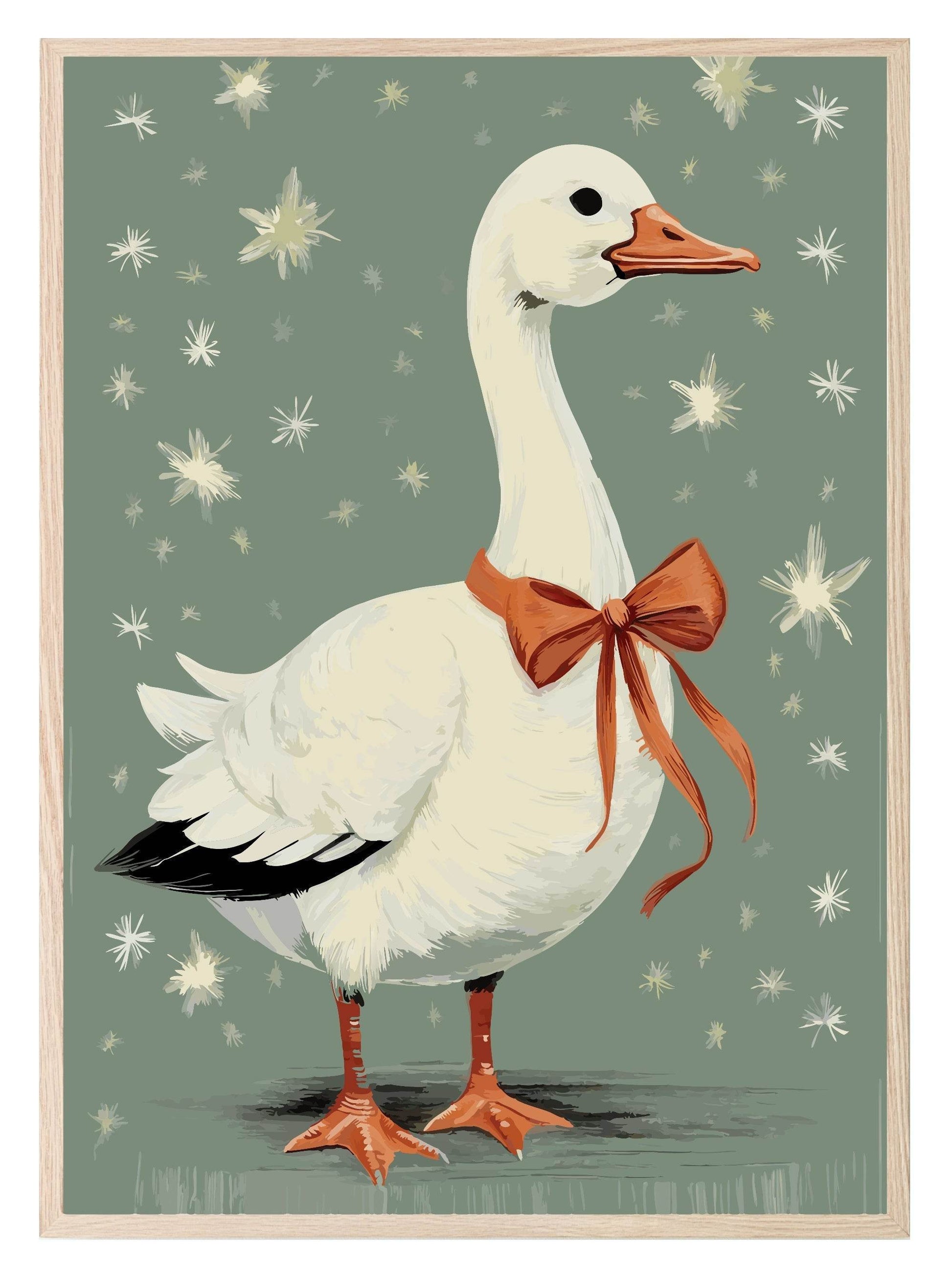 Goose With A Bow Print | Kids Wall Art