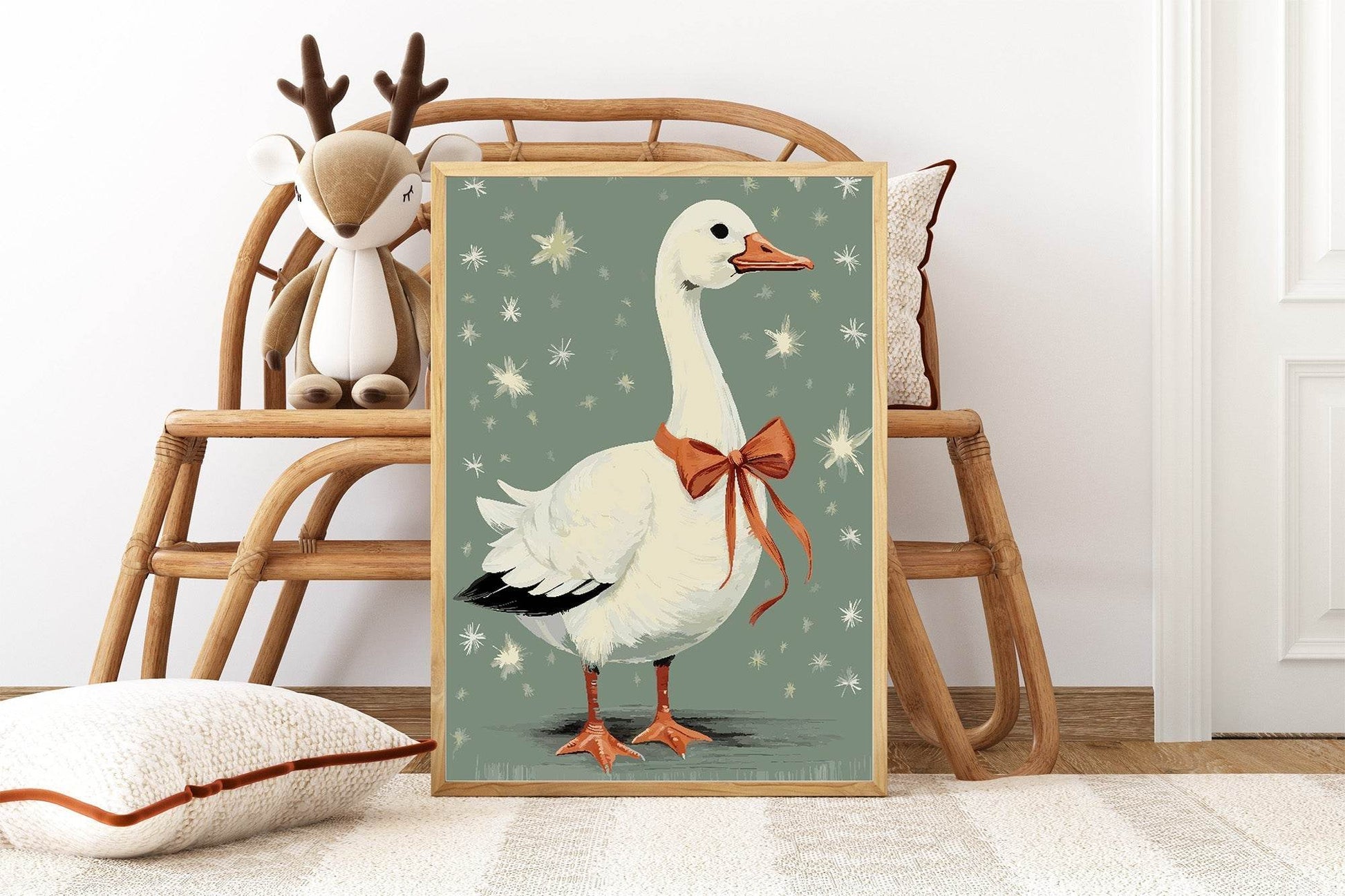 Goose With A Bow Print | Kids Wall Art