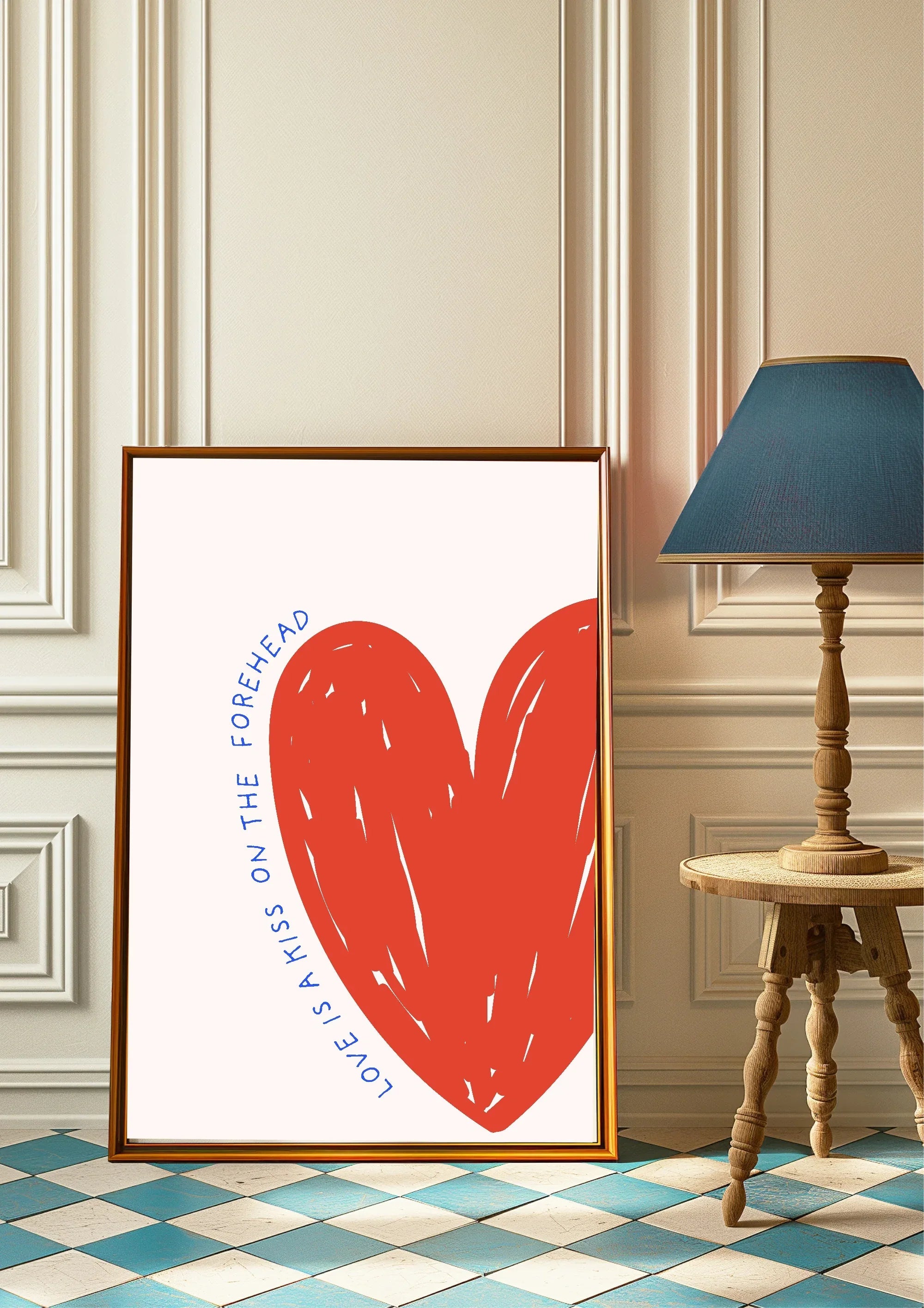 Love Is A Kiss On My Forehead Print | Romantic Wall Art - Larosier Prints