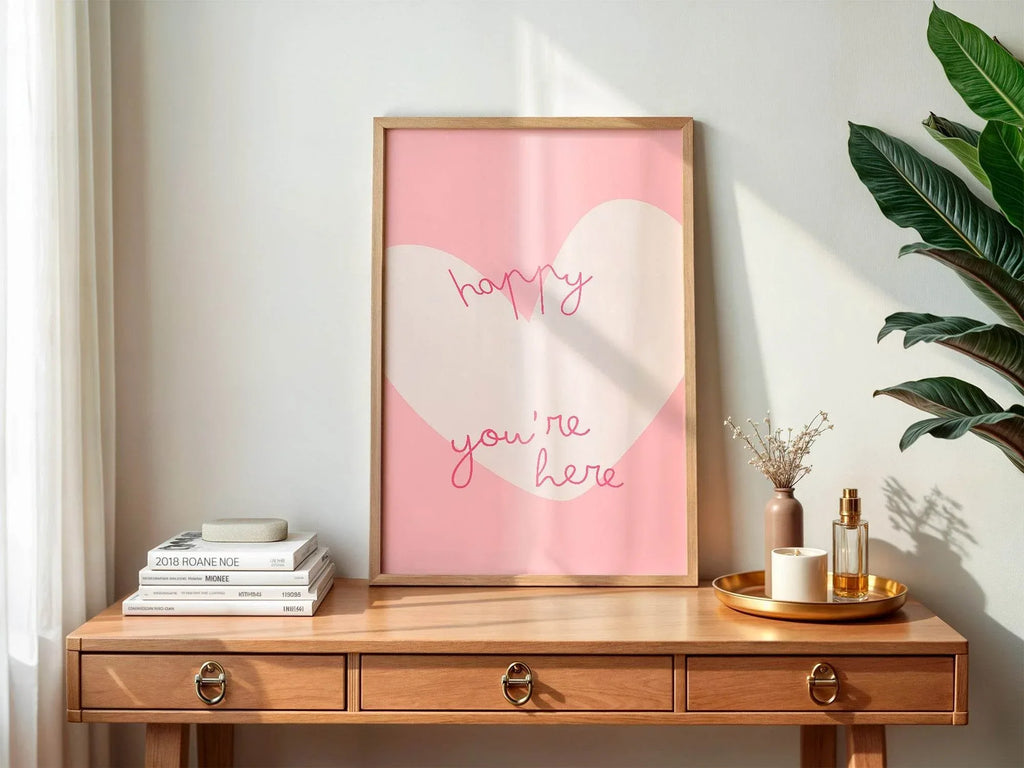 Happy You're Here Print | Romantic Wall Art - Larosier Prints