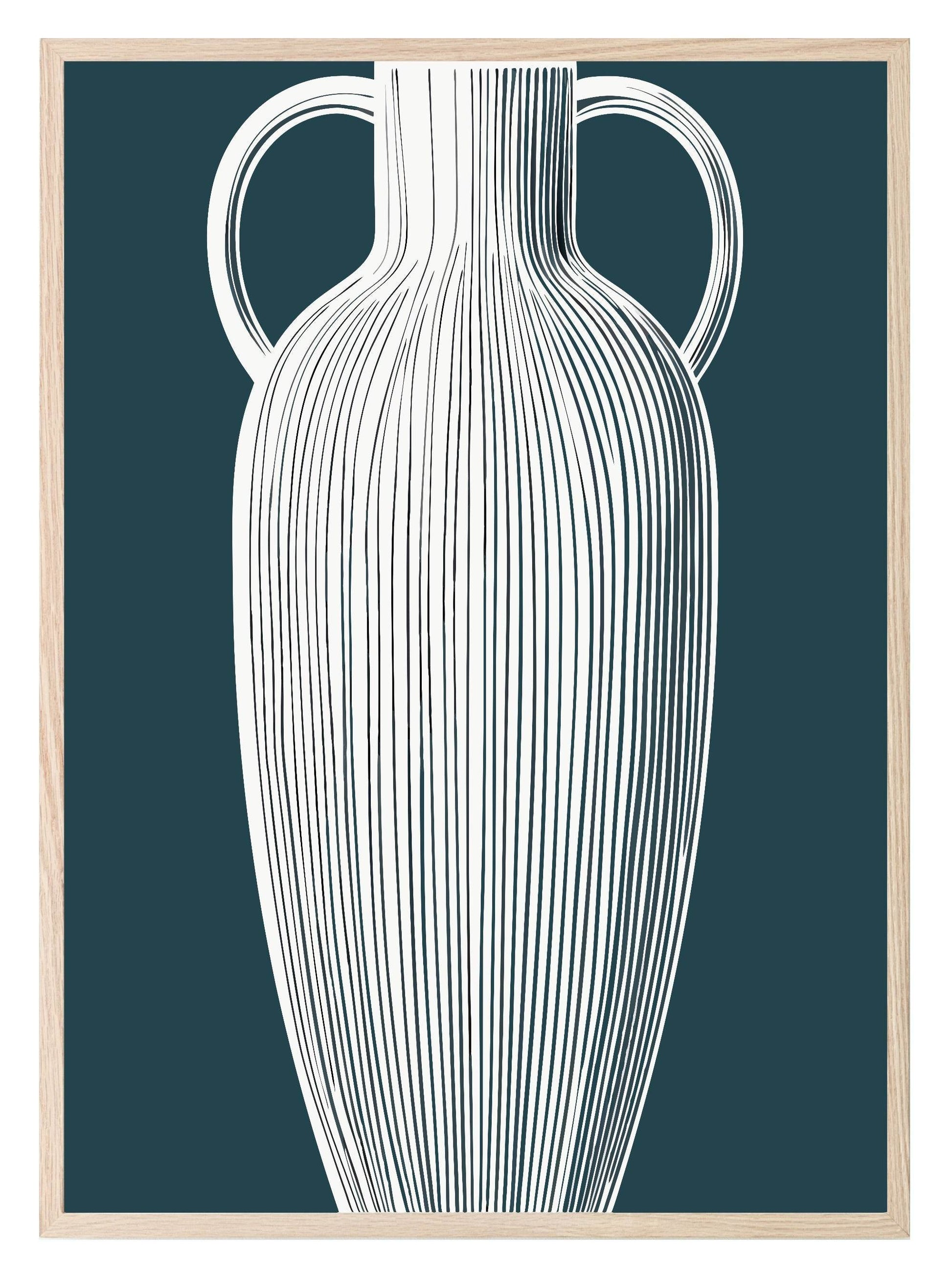 Blue Striped Vase Print | Navy Modern Wall Art