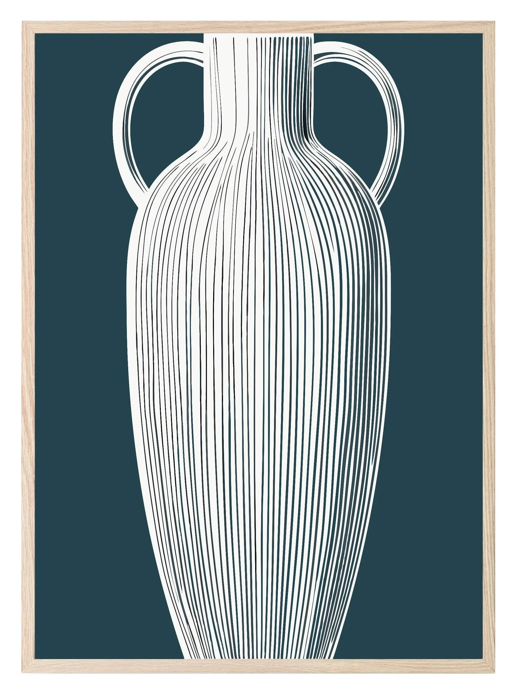 Blue Striped Vase Print | Navy Modern Wall Art - Larosier Prints