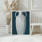 Blue Striped Vase Print | Navy Modern Wall Art - Larosier Prints