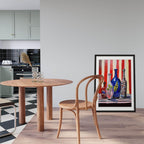 Vases On Stripe Print | Red & Blue Modern Wall Art - Larosier Prints