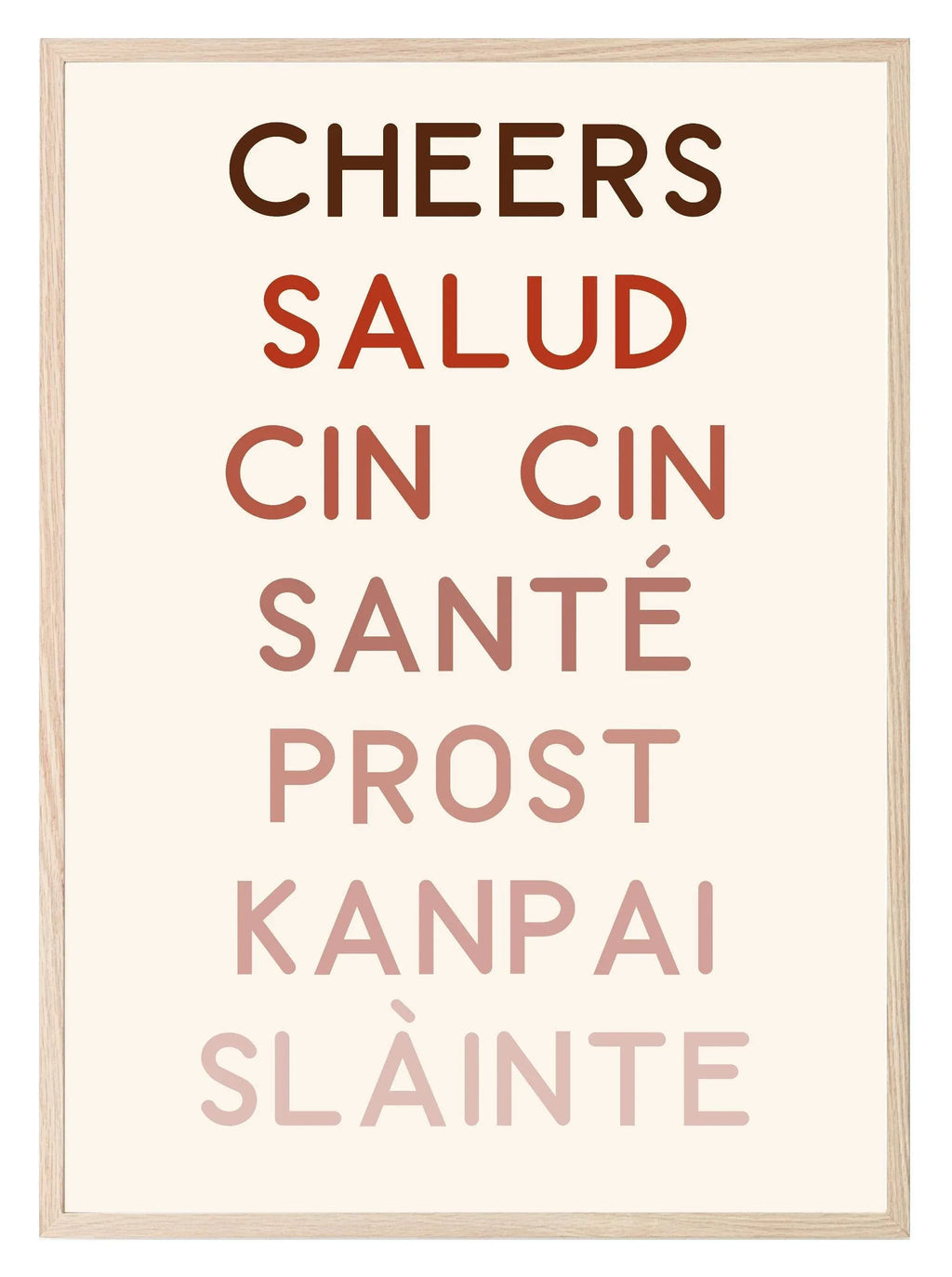 Cheers Salud Cin Cin Sante Prost Kanpai Slainte Print - Larosier Prints