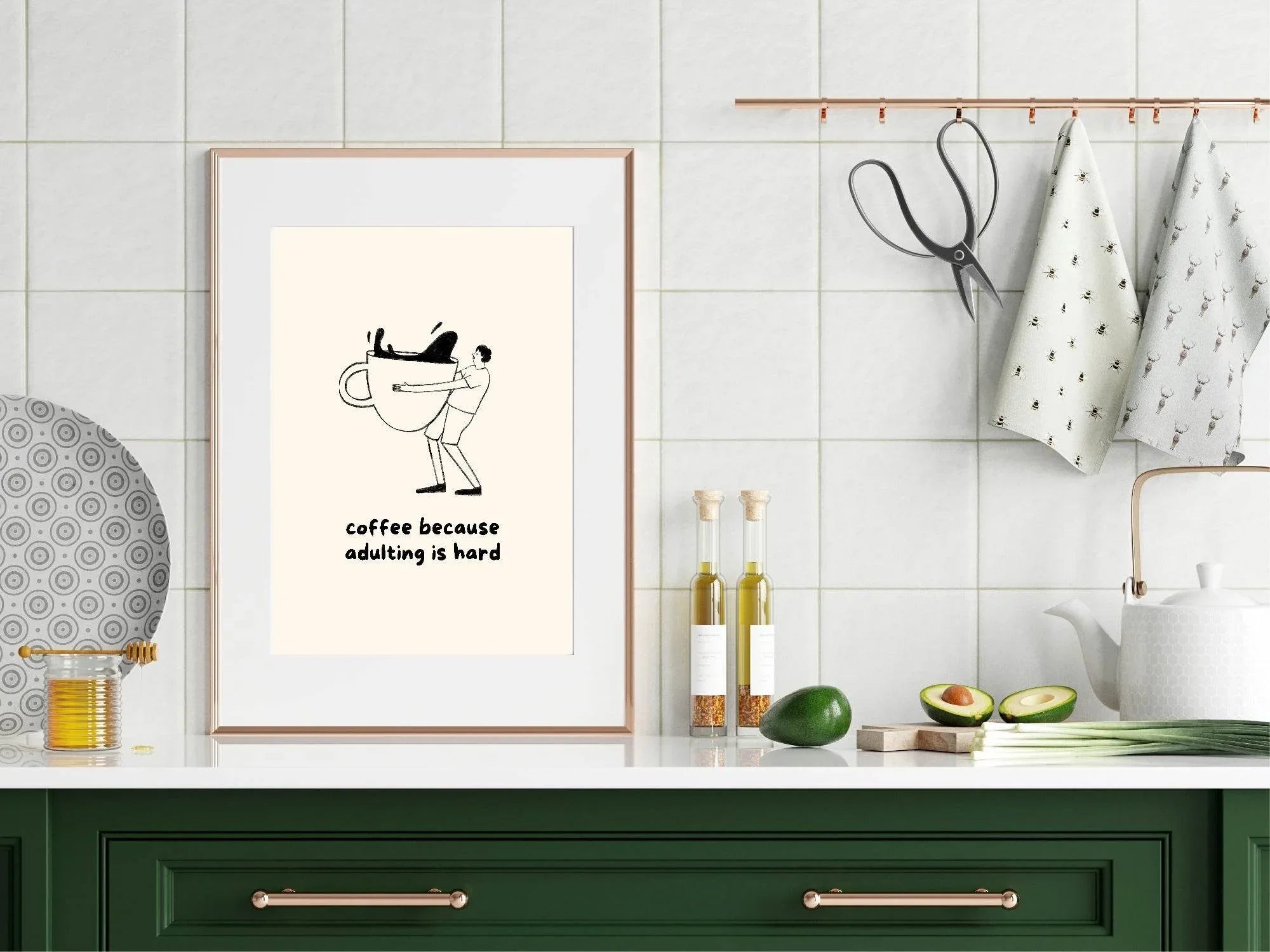 Coffee Because Adulting Is Hard Print - Larosier Prints