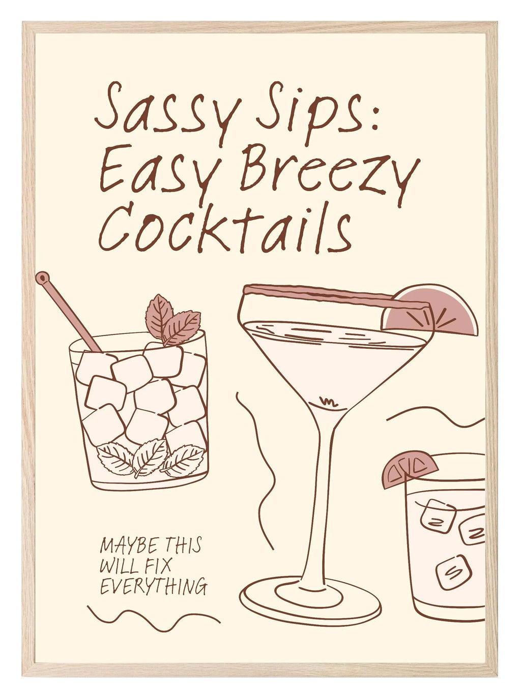 Sassy Sips Easy Breezy Cocktails Print - Larosier Prints