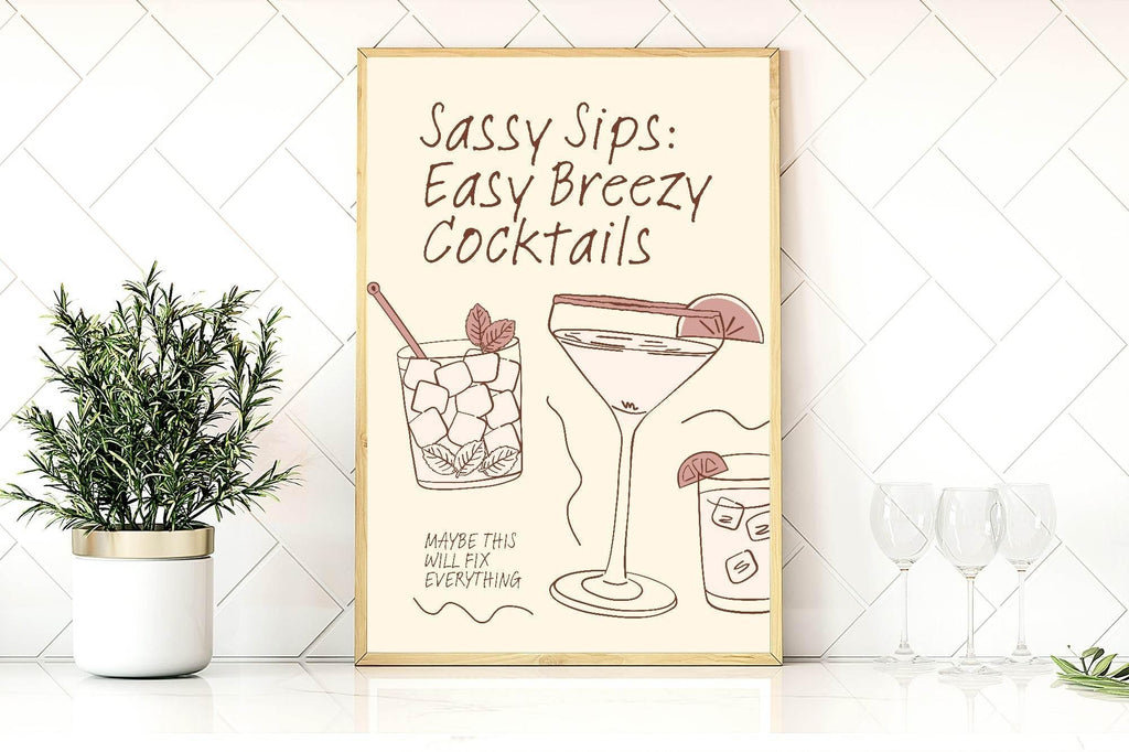 Sassy Sips Easy Breezy Cocktails Print - Larosier Prints