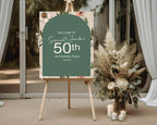 Forest Green Floral Welcome Anniversary Party Sign - Larosier Prints
