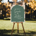 Forest Green Floral Engagement Welcome Party Sign - Larosier Prints