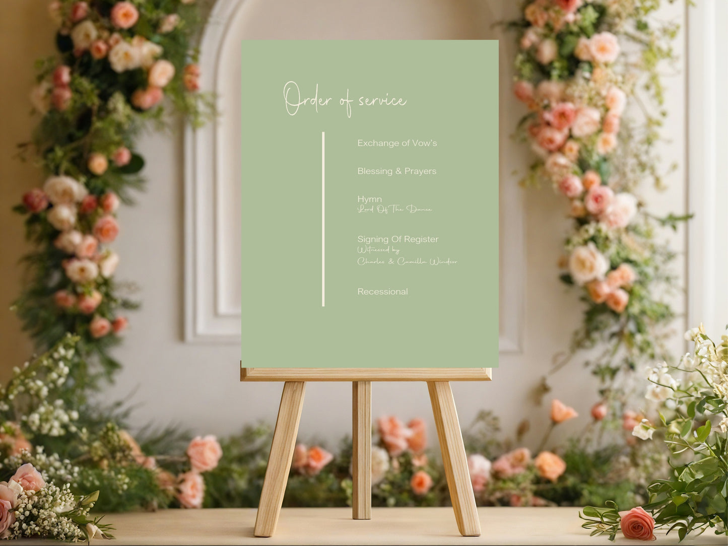 Willow Order Of Service Wedding Party Sign