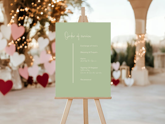 Willow Order Of Service Wedding Party Sign