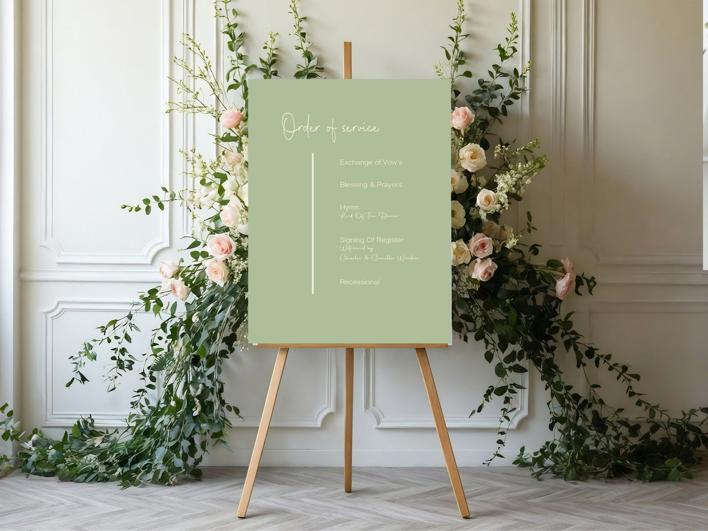 Willow Order Of Service Wedding Party Sign
