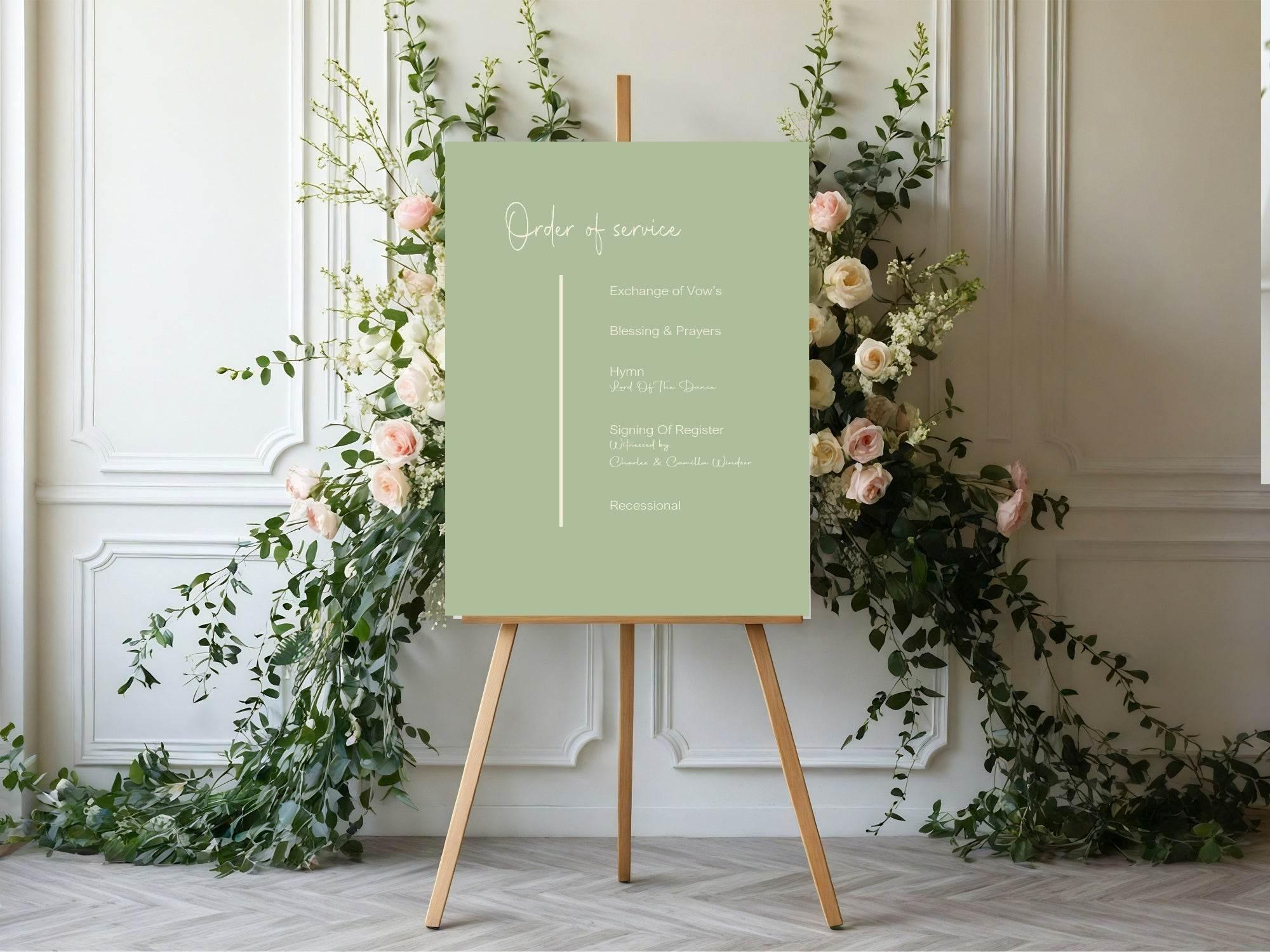 Willow Order Of Service Wedding Party Sign - Larosier Prints