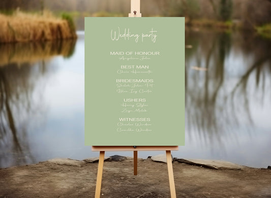 Willow Wedding Party Sign - List Special Roles