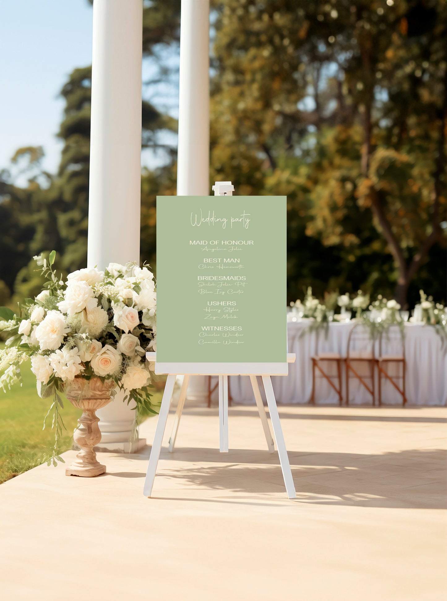 Willow Wedding Party Sign - List Special Roles