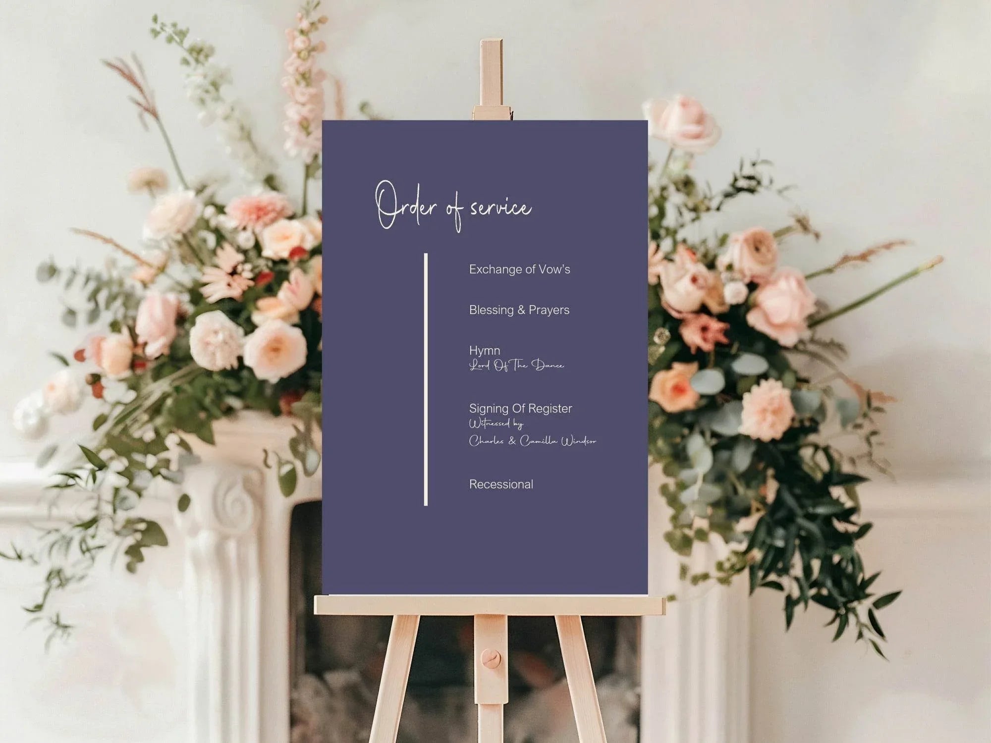Sapphire Order Of Service Wedding Party Sign - Larosier Prints