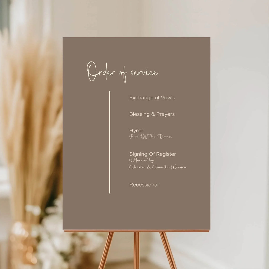 Earth Order Of Service Wedding Party Sign - Larosier Prints