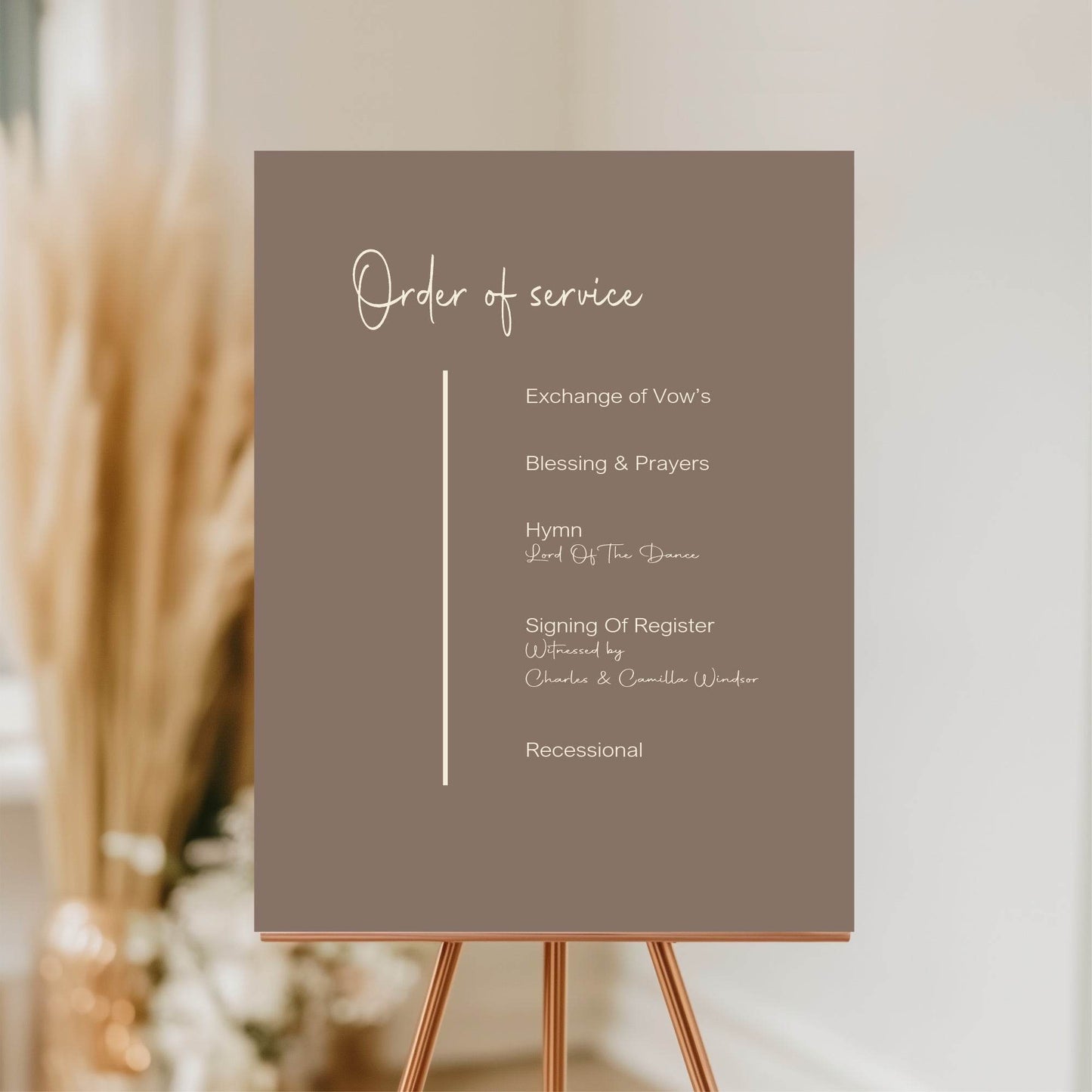 Earth Order Of Service Wedding Party Sign