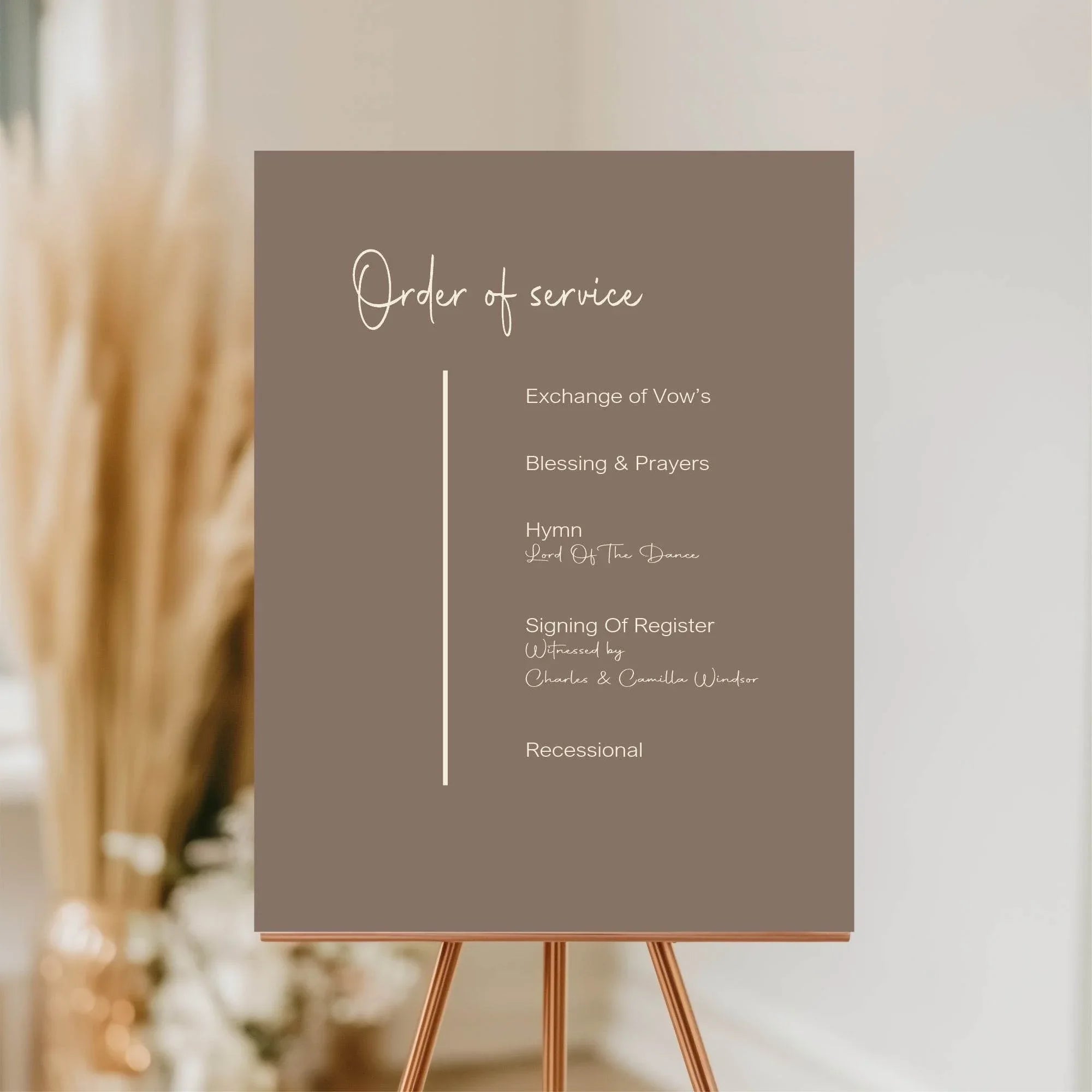 Earth Order Of Service Wedding Party Sign - Larosier Prints